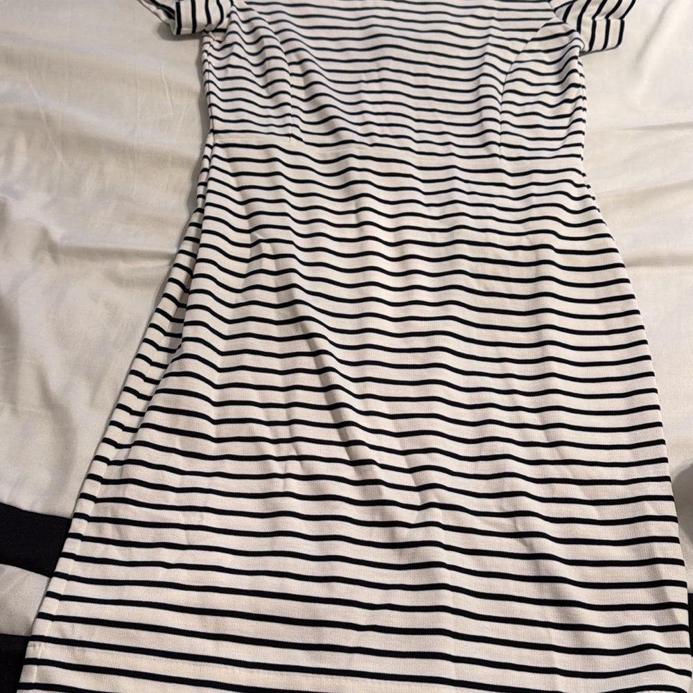 Banana Republic Black and White Striped Mini Dress